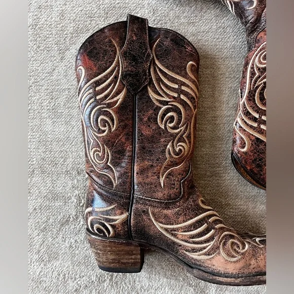Circle G By Corral Women's L5002 Distressed Bone Embroidered Western Boot Brown - Picture 3 of 8
